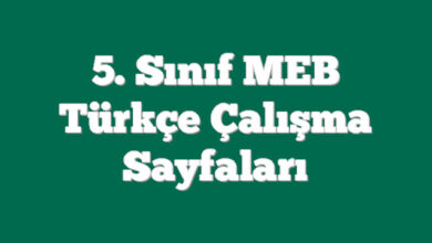5. Sınıf MEB Türkçe Çalışma Sayfaları   